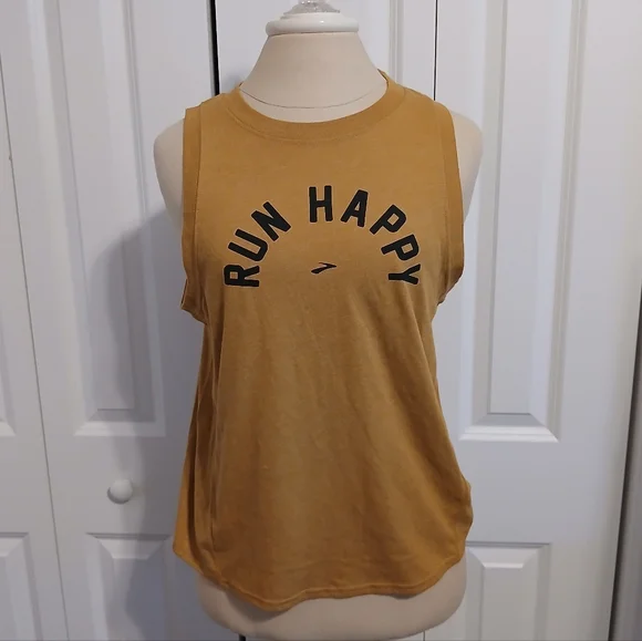 *NEW* With Tags Womens Distance Graphic Running Tank Medium Mustard Yellow - Picture 2 of 6